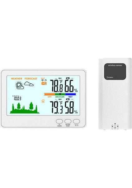 Kablosuz Iç/dış Mekan Sıcaklık Nem Ölçer 100M Menzil LCD Aydınlatmalı Hava Istasyonu (Yurt Dışından)