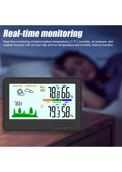 Kablosuz Iç/dış Mekan Sıcaklık Nem Ölçer 100M Menzil LCD Aydınlatmalı Hava Istasyonu (Yurt Dışından) fırsatları