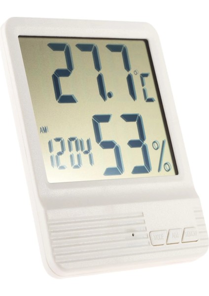 Dijital Termo-Higrometre Takvimli Saat Maks/min Göstergeli Beyaz (Yurt Dışından)