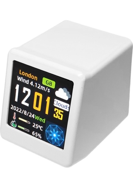 Masaüstü Hava Istasyonu - 1.54" Tft IPS Ekranlı Dijital Wifi Saati, Sıcaklık ve Nem Ölçer, 3 Gıf Animasyonlu (Yurt Dışından)