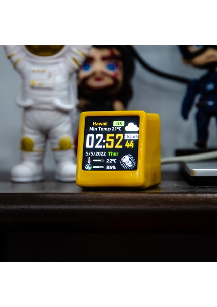 Masaüstü Hava Istasyonu - 1.54" Tft IPS Ekranlı Dijital Wifi Saati, Sıcaklık ve Nem Ölçer, 3 Gıf Animasyonlu (Yurt Dışından) modelleri