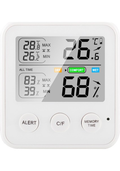 Manyetik Dijital Termo-Higrometre LCD Ekranlı Sıcaklık Nem Ölçer Beyaz (Yurt Dışından)
