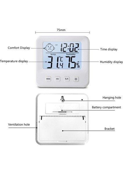 Iç Mekan Nem ve Sıcaklık Ölçer LCD Ekran Alarmlı Saat (Yurt Dışından) modelleri