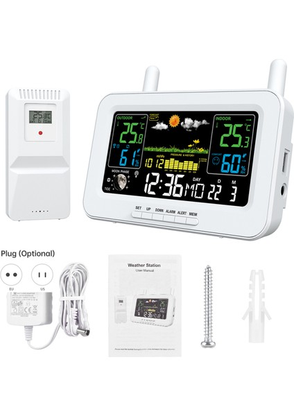 Kablosuz Iç ve Dış Mekan Termometre - Renkli LCD Ekranlı Harici Sensörlü Hava Durumu Istasyonu (Yurt Dışından) fiyatları