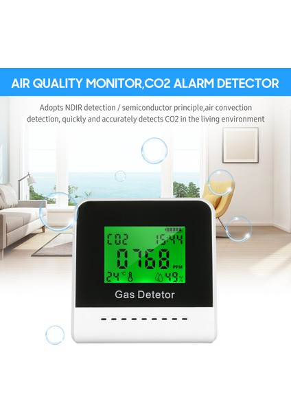 Şarjlı Hava Kalitesi Co2 Ölçer - Ev, Ofis, Otel (Yurt Dışından) indirimleri