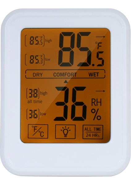 Dijital Termo-Higrometre Duvara Monte Dokunmatik Ekran Arka Aydınlatmalı C/f Geçişli (Yurt Dışından)