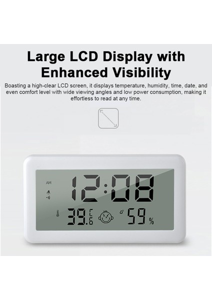 Dijital Iç Mekan Termo-Higrometre, LCD Ekranlı Alarmlı Saat ve Nem Ölçer (Yurt Dışından) modelleri