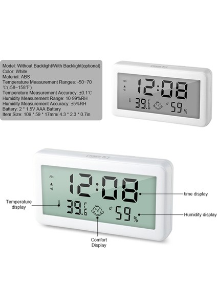 Dijital Iç Mekan Termo-Higrometre, LCD Ekranlı Alarmlı Saat ve Nem Ölçer (Yurt Dışından) fırsatları