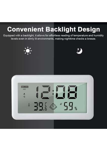 Dijital Iç Mekan Termo-Higrometre, LCD Ekranlı Alarmlı Saat ve Nem Ölçer (Yurt Dışından) indirimleri