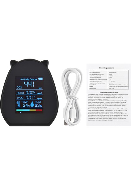 2.9 Inç USB Şarj Edilebilir Hava Kalitesi Ölçer Co2 Tvoc Formaldehit Ev & Ofis (Yurt Dışından) modelleri
