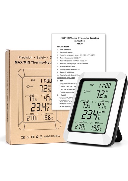 LCD Dijital Termometre Higrometre Maks/min Alarmlı (Yurt Dışından) modelleri