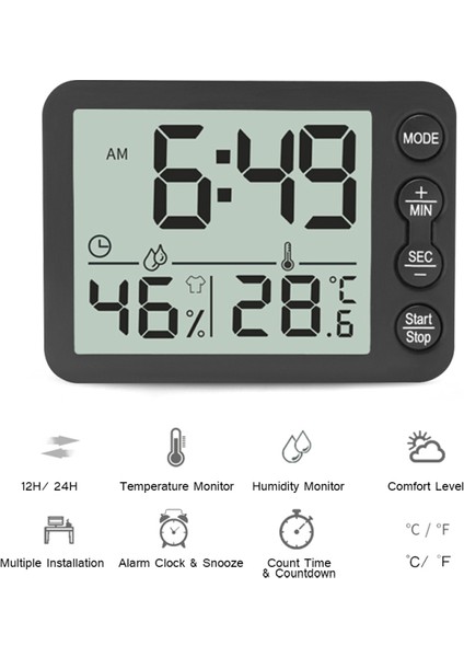Iç Mekan Termometre Higrometre LCD Saat - ℃/℉ Seçenekli (Yurt Dışından) fiyatları