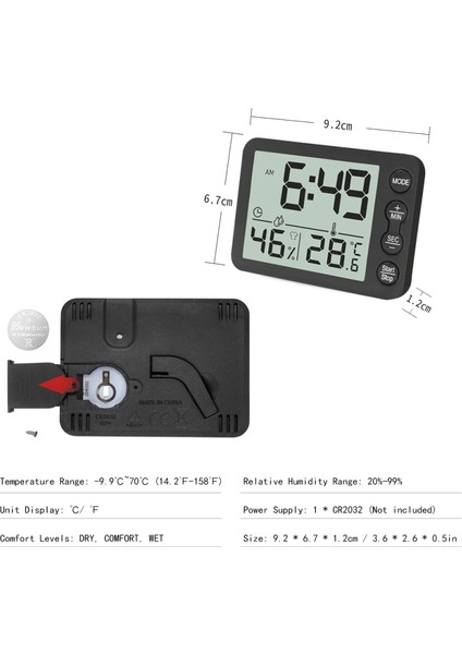 Iç Mekan Termometre Higrometre LCD Saat - ℃/℉ Seçenekli (Yurt Dışından) modelleri