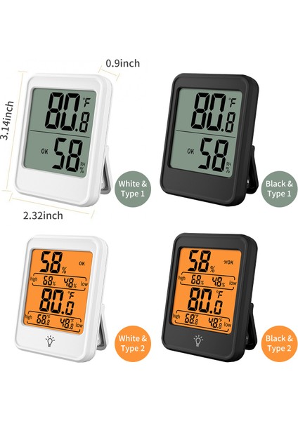 Iç Mekan Büyük Ekran Manyetik Sıcaklık Nem Ölçer (Yurt Dışından) fiyatları