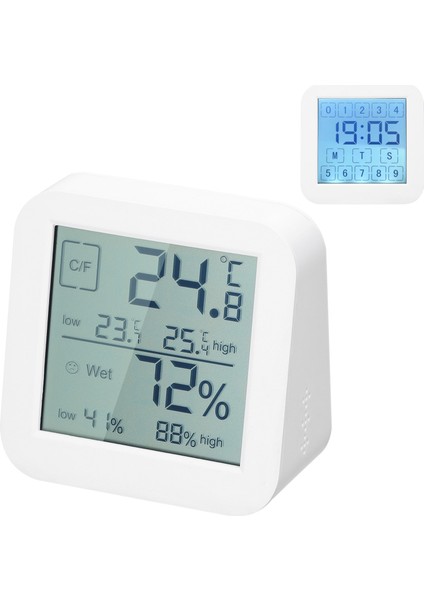 Iç Mekan Termohigrometreli Çift Ekranlı LCD Dokunmatik Saat ve Geri Sayım (Yurt Dışından)