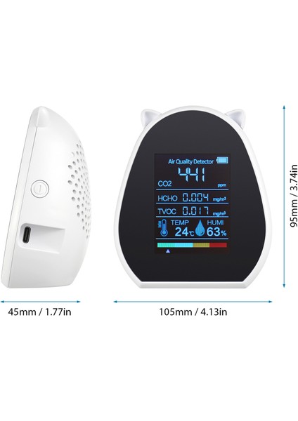 2.9 Inç Hava Kalitesi ve Çoklu Gaz Dedektörü - USB Şarjlı, Sıcaklık/nem, Ev & Ofis (Yurt Dışından) indirimleri