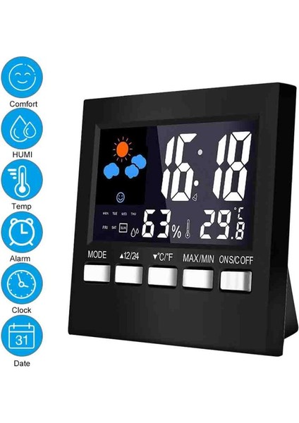 LCD Hava Istasyonu Alarmlı Saat Sıcaklık Nem Aydınlatmalı (Yurt Dışından) fiyatları