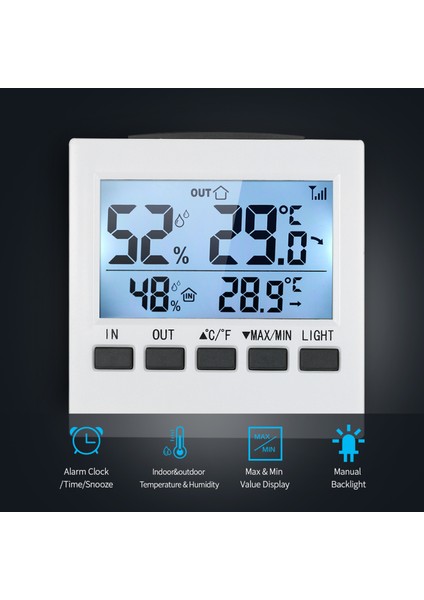 Kablosuz Iç/dış Mekan Termometre Higrometre - Maks/min Sıcaklık ve Nem LCD (Yurt Dışından) modelleri