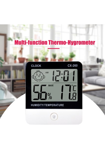 Dijital Termo Higrometre - Iç Mekan Sıcaklık ve Nem Ölçer, Alarmlı Saat ile LCD Ekran (Yurt Dışından)