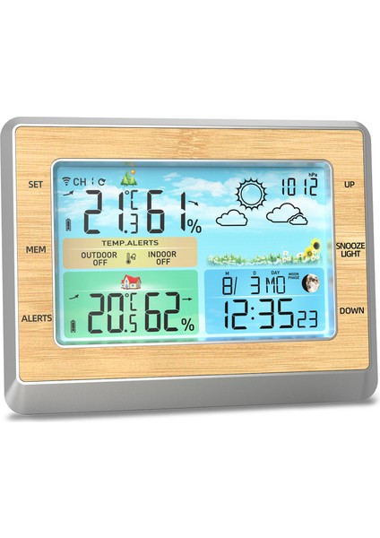 Kablosuz Hava Istasyonu: Iç ve Dış Mekan Sıcaklık Nem Ölçer, 6 Inç Renkli LED Ekran, USB Şarj, Parlaklık Ayarı (Yurt Dışından)