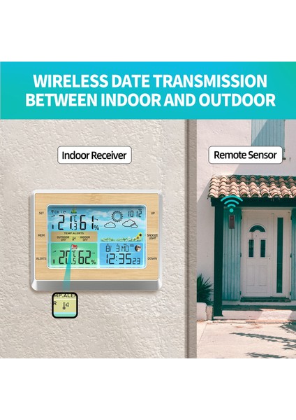 Kablosuz Hava Istasyonu: Iç ve Dış Mekan Sıcaklık Nem Ölçer, 6 Inç Renkli LED Ekran, USB Şarj, Parlaklık Ayarı (Yurt Dışından) indirimleri