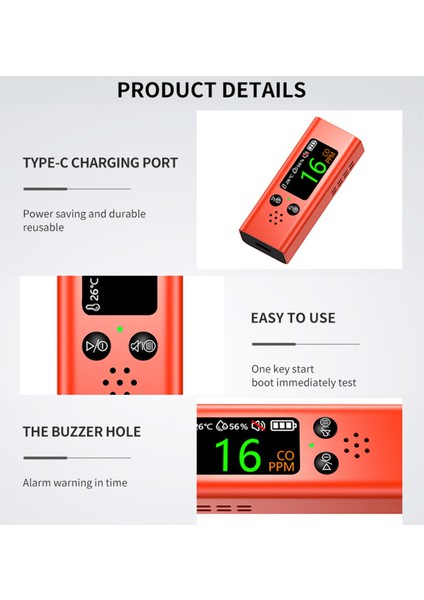 3'ü 1 Arada Tft Ekranlı Taşınabilir Karbonmonoksit Dedektörü ve Nem/sıcaklık Ölçer (Yurt Dışından) modelleri