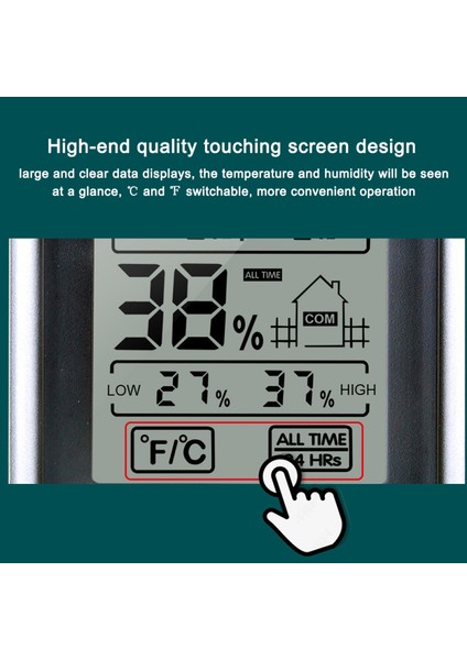 Büyük Dokunmatik Ekranlı Yüksek Hasiyetli Iç Mekan Termometre Higrometre (Yurt Dışından) fiyatları