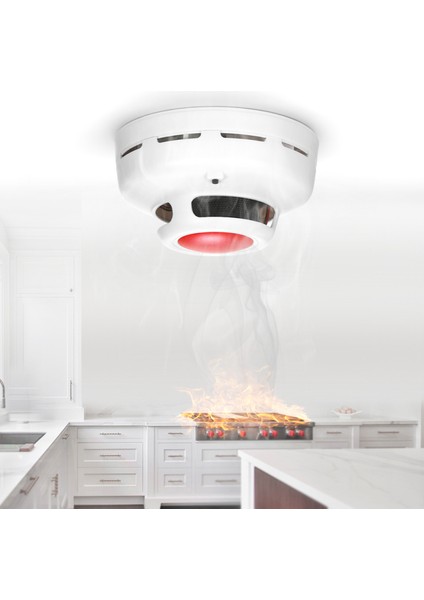 Çift Sensörlü 9V Pil ile Çalışan Kırmızı LED Karbonmonoksit ve Duman Dedektörü (Yurt Dışından)