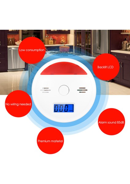 LCD Ekranlı Zirve Hafızalı Karbonmonoksit Dedektörü (Yurt Dışından)