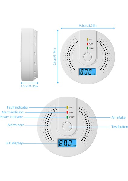 LCD Ekranlı Karbonmonoksit Dedektörü (Yurt Dışından)