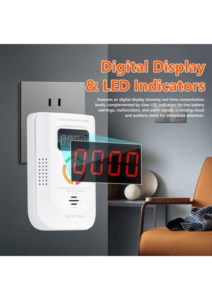 Elektrokimyasal Sensörlü Co Dedektörü - Dijital Ekran ve Ses-Işık Alarmı (Yurt Dışından)