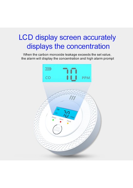 Karbonmonoksit Dedektörü LCD LED Ekranlı Alarm (Yurt Dışından)