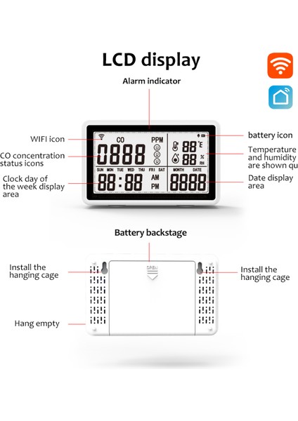 Akıllı Wifi Sıcaklık Nem Sensörü Tuya Uyarılı LCD Ekran (Yurt Dışından)
