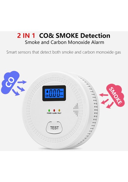 Çift Sensörlü Duman ve Co Dedektörü Sesli-Işıklı Alarm (Yurt Dışından)