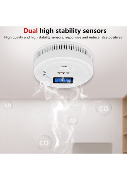 Çift Sensörlü Duman ve Co Dedektörü Sesli-Işıklı Alarm (Yurt Dışından)
