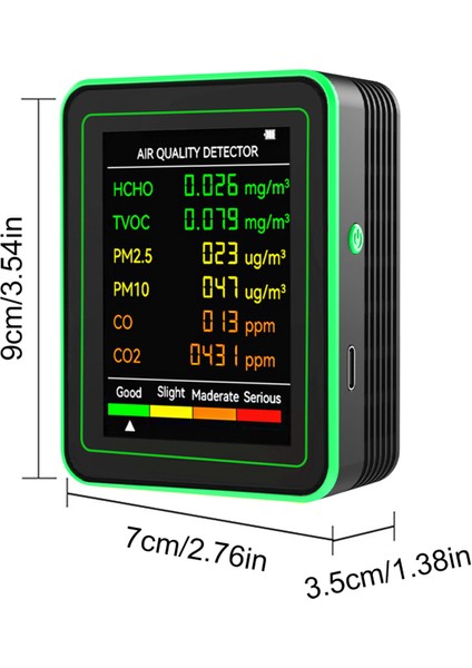 6'lı 1 Arada Duvara Monte Hava Kalitesi Monitörü Pm2.5 Co2 Hcho Tvoc (Yurt Dışından)