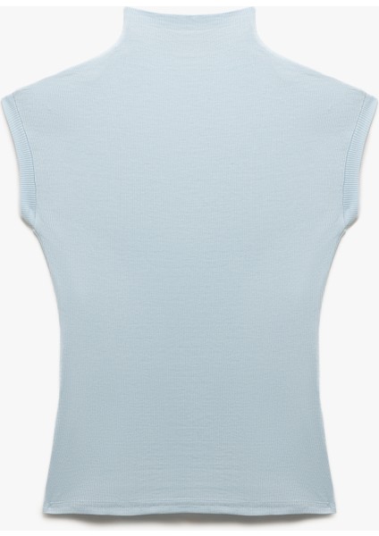 Viskon Dik Yaka Kolsuz Slim Fit Body