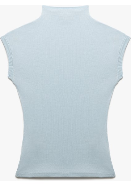 Viskon Dik Yaka Kolsuz Slim Fit Body