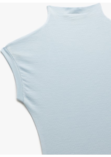 Viskon Dik Yaka Kolsuz Slim Fit Body