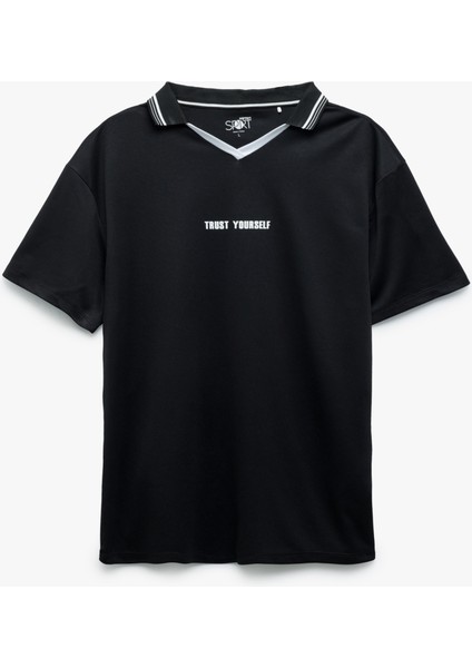 Polo Yaka Regular Fit Kısa Kollu Baskılı Spor Tişört fırsatları
