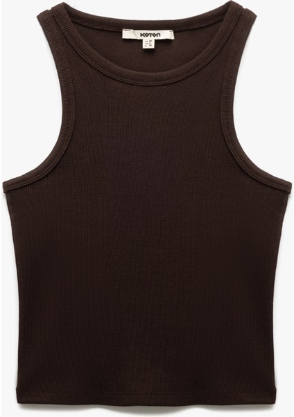 Pamuklu Kolsuz Bisiklet Yaka Slim Fit Crop Atlet