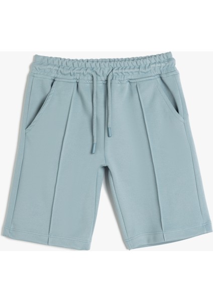 Dikiş Detaylı Beli Lastikli Bermuda Şort