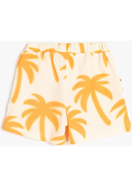 Palmiyeli Baskılı Beli Bağlamalı Pamuklu Şort fiyatları