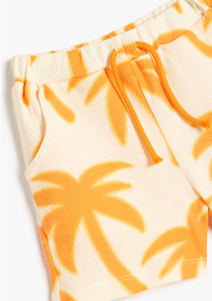 Palmiyeli Baskılı Beli Bağlamalı Pamuklu Şort modelleri