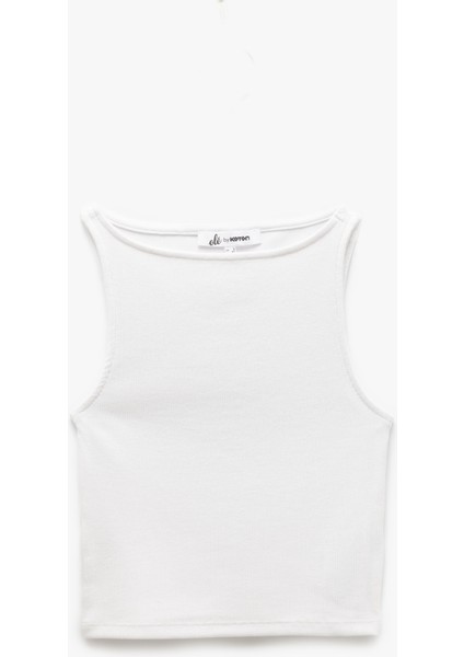 Kayık Yaka Kolsuz Kaşkorse Crop Üst