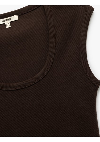 Slim Fit Pamuklu Kolsuz U Yaka Basic Crop Body