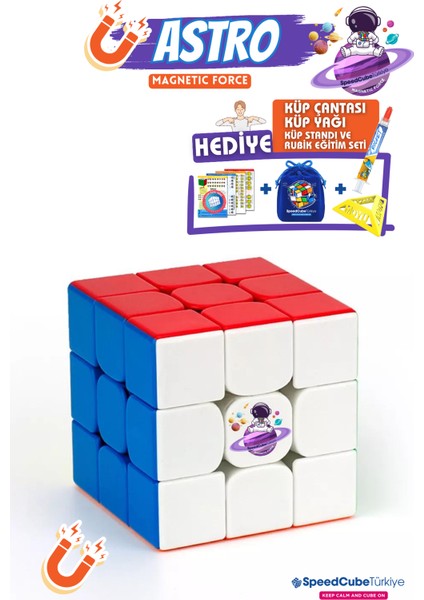 Magnetic Astro 3x3 Profesyonel Rubik Akıl Zeka Küpü Speedcube Mıknatıslı Manyetik Magnetic Eğitici Oyuncak Hız Küpü