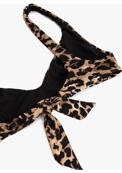 Mat Kumaş V Yaka Leopar Desenli Bikini Üst modelleri
