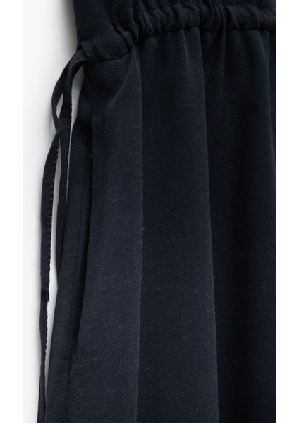 Viskon Keten Karışımlı Cepli Kolsuz V Yaka Midi Boy Elbise indirimleri