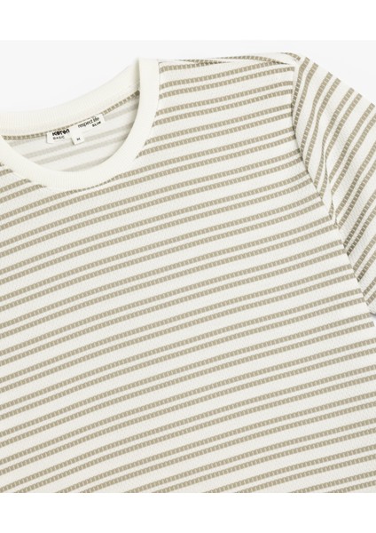 Çizgili Kısa Kollu Bisiklet Yaka Slim Fit Tişört